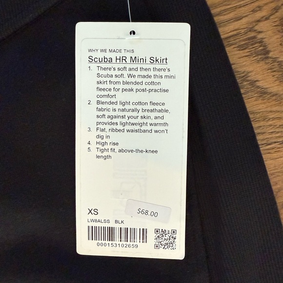 Lululemon Scuba High-Rise Mini Skirt, black, NWT. Women’s XS - Picture 7 of 8